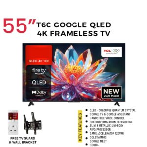 TCL 55″ 55T6C QLED 4k HDR Pro Google Tv
