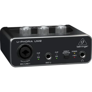 Behringer UM2 Audiophile 2×2 USB Audio Interface with XENYX Mic Preamplifier