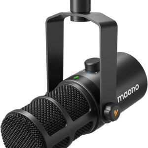 MAONO Dynamic Microphone, USB/XLR Podcast PC Microphone with Software, EQ,Tap-to-Mute, Headphone Jack, Gain Knob & Volume Control, Studio Mic for Broadcast, Recording, Streaming & Gaming (PD400X)